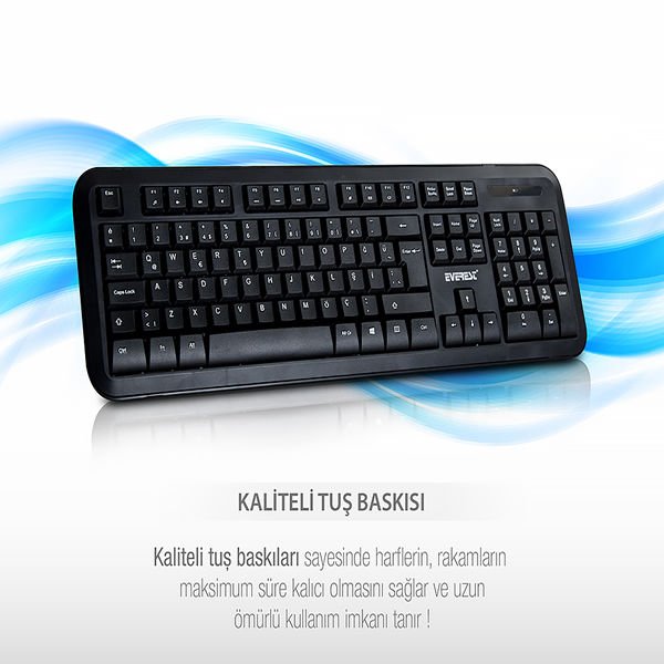 EVEREST KM-8100 ERGONOMİ Q USB KABLOSUZ STANDART KLAVYE