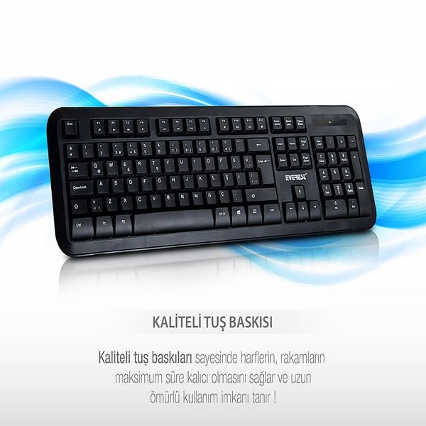 Everest KM-8100 Ergonomi Q Usb Kablosuz Standart Klavye