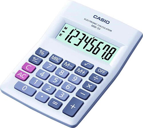 Casio MW-5V-WE 8 Haneli Beyaz Masüstü Hesap Makinesi