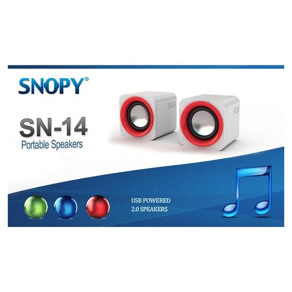 Snopy SN-14 Beyaz-Kırmızı 2.0 3Wx2 Usb Hoparlör