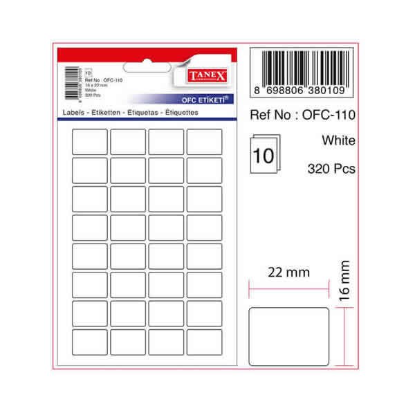 Tanex OFC-110 10 lu Beyaz Ofis Etiketi