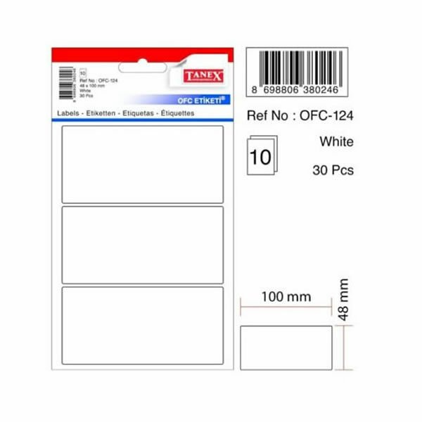 Tanex OFC-124 10 lu Beyaz Ofis Etiketi