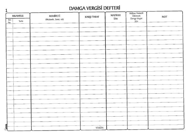 Uysal 20X28 40 Yaprak Numaralı Damga Vergisi Defteri