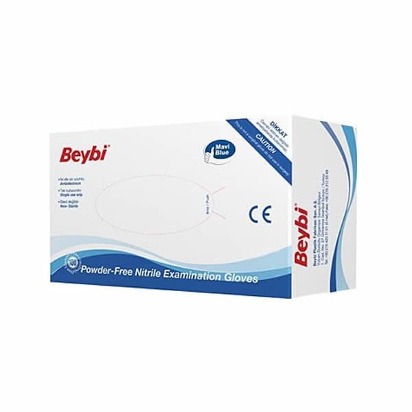 Beybi Nitril M Pudrasız 100 lü Mavi Muayane Eldiveni