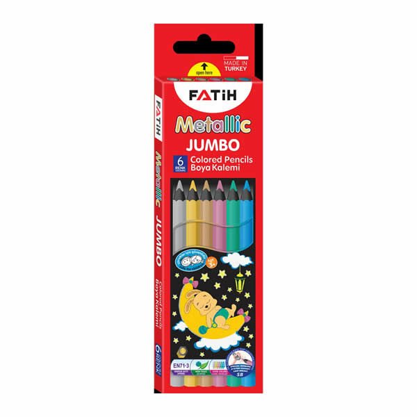 Fatih 6 lı Metalik Tam Boy Jumbo Kuruboya Kalemi