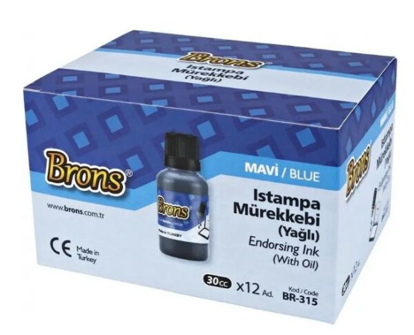 Brons BR-315 30 cc Mavi stampa Mürekkebi