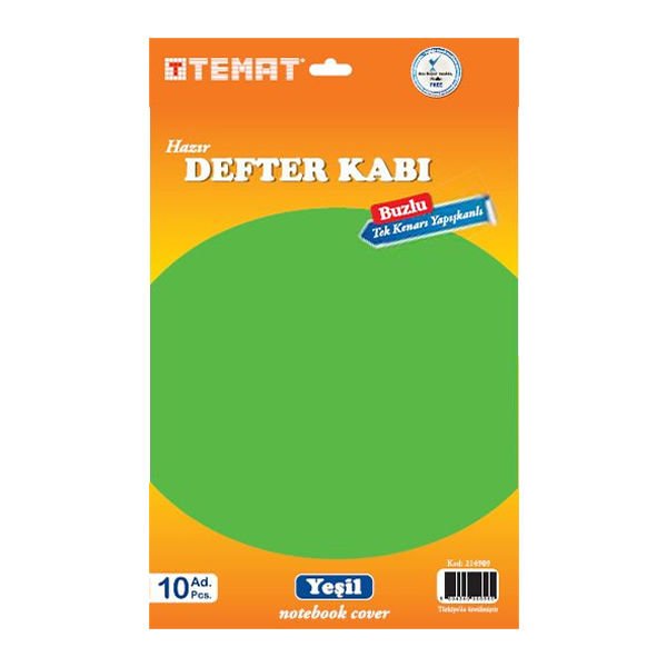 Temat 214901 10 lu Yeşil Tek Kenarı Yapışkanlı Kitap Kabı