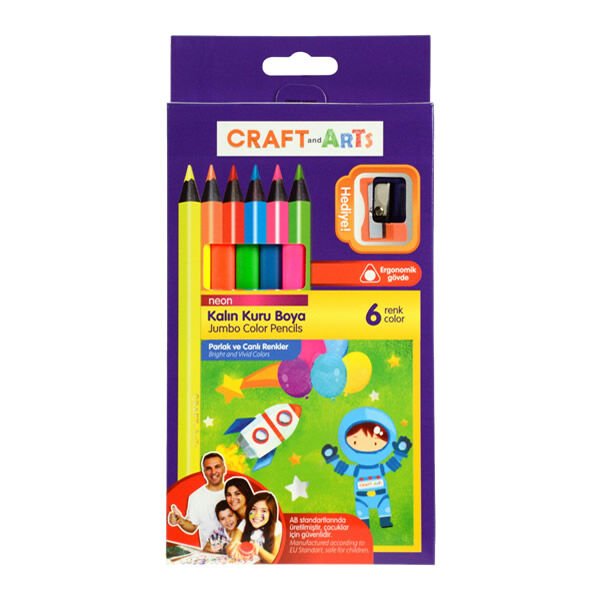 Craft And Arts 6 lı Neon Jumbo Kuru Boya Kalemi