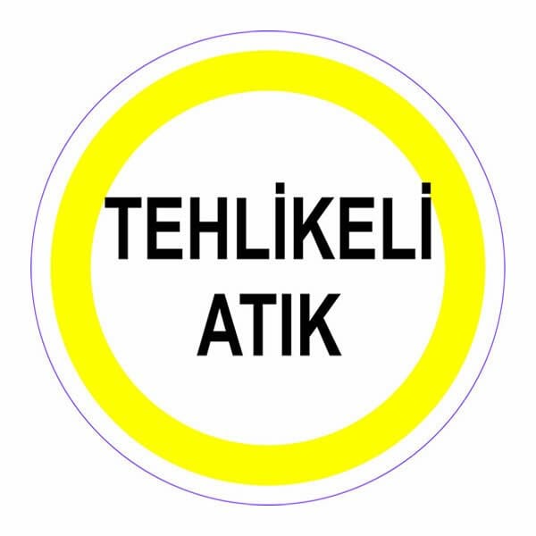 Ofisostim 12x12cm Tehlikeli Atık Sarı Yuvarlak Yapışkanlı Sticker
