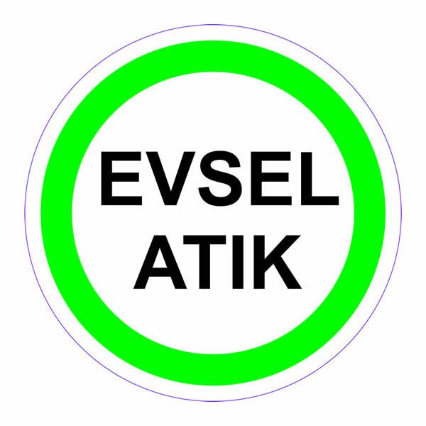 Ofisostim 12x12cm Evsel Atık Yeşil Yuvarlak Yapışkanlı Sticker