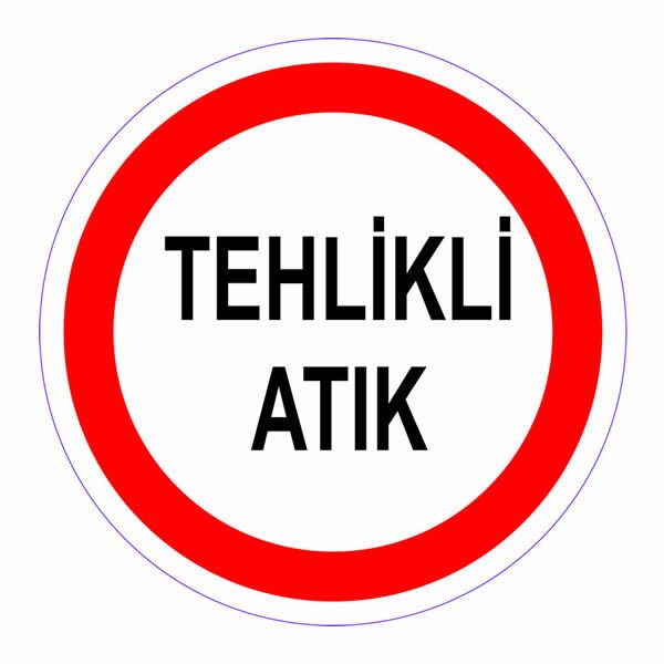 Ofisostim 12x12cm Tehlikeli Atık Kırmızı Yuvarlak Sticker