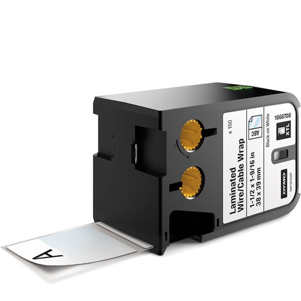 Dymo 1868708 Rhino XTL Lamine 38x39mm Beyaz Üzerine Siyah Şerit