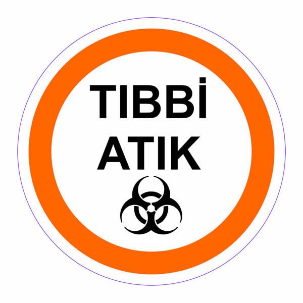 Ofisostim 12x12cm Tıbbi Atık Turuncu Yuvarlak Yapışkanlı Sticker