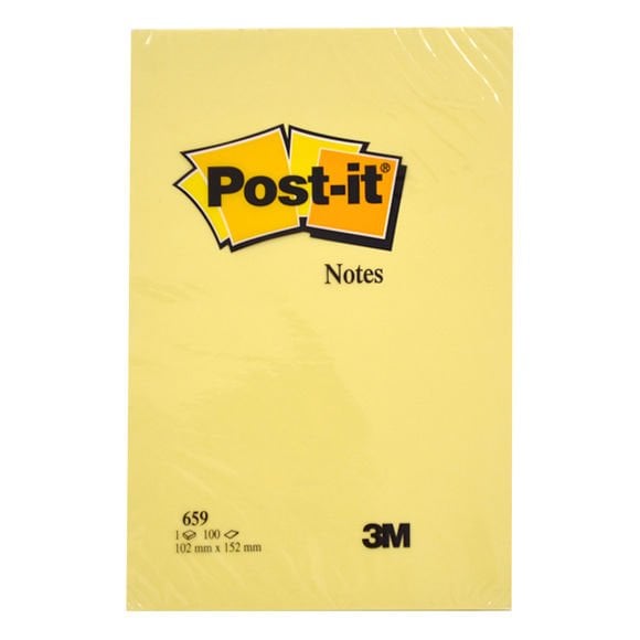 Post-it 659 102x152 100 Yaprak Sarı Renk Not Kağıdı