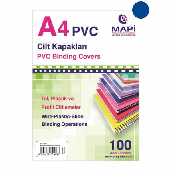 Mapi A4 160 mic 100 lü Lacivert Pvc Opak Cilt Kapağı
