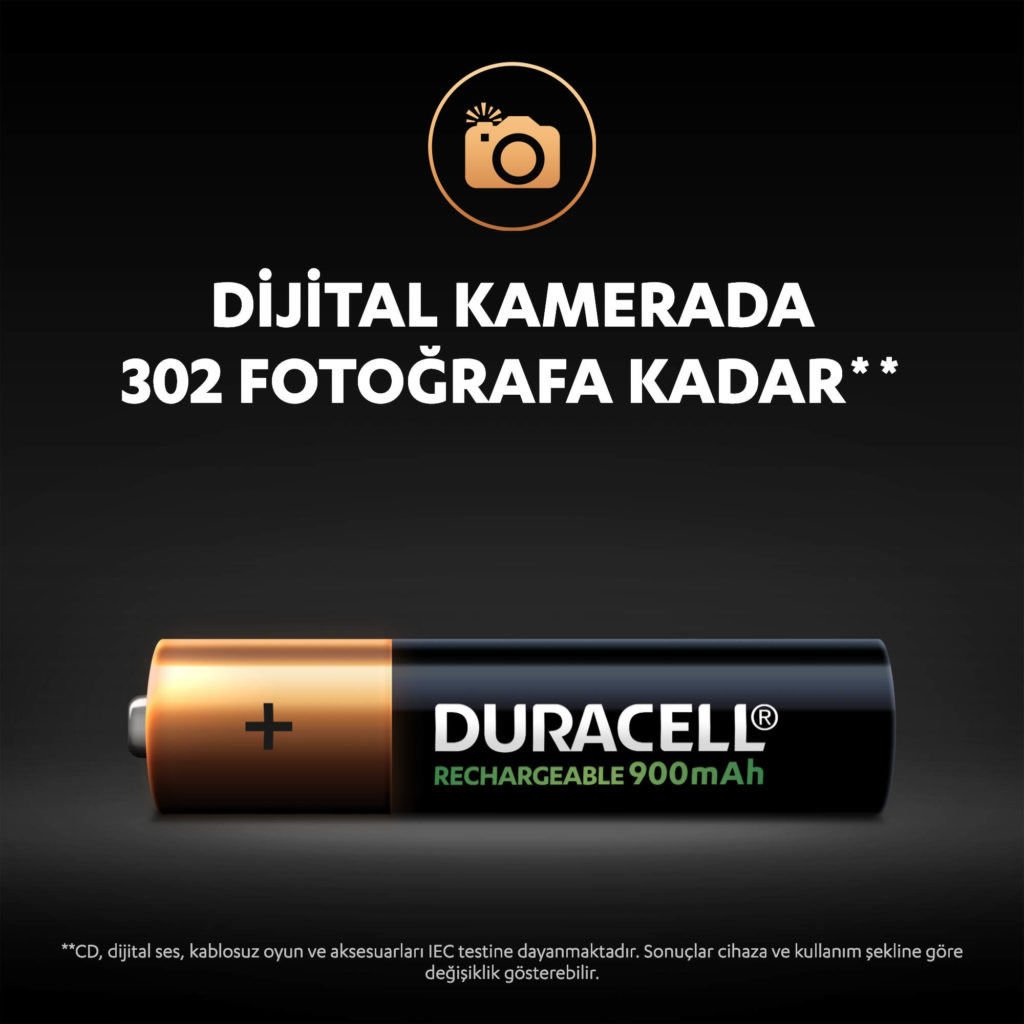 DURACELL AAA 2 Lİ 900 MH ŞARJ EDİLEBİLİR PİL