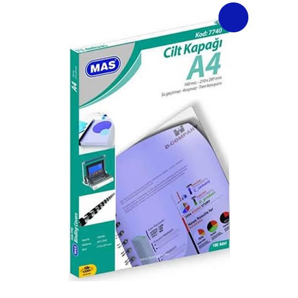 Mas 774004 A4 100 lü Mavi Cilt Kapağı