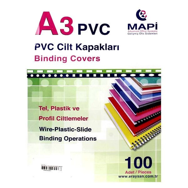 Mapi A3 160 mic 100 lü Beyaz Pvc Opak Cilt Kapak