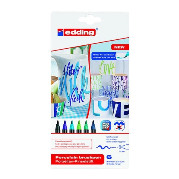 Edding E-4200 6 lı Standart Renkler Porselen Kalemi