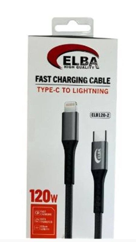 Elba Elb120-2 120w Type-c To Lightning 1Mt Siyah Örgülü Şarj Kablosu
