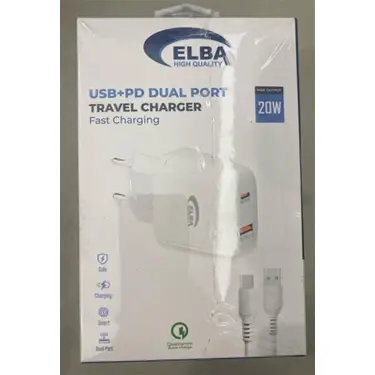 Elba ELB44 20W 2li USB+Type-C Şarj Aleti