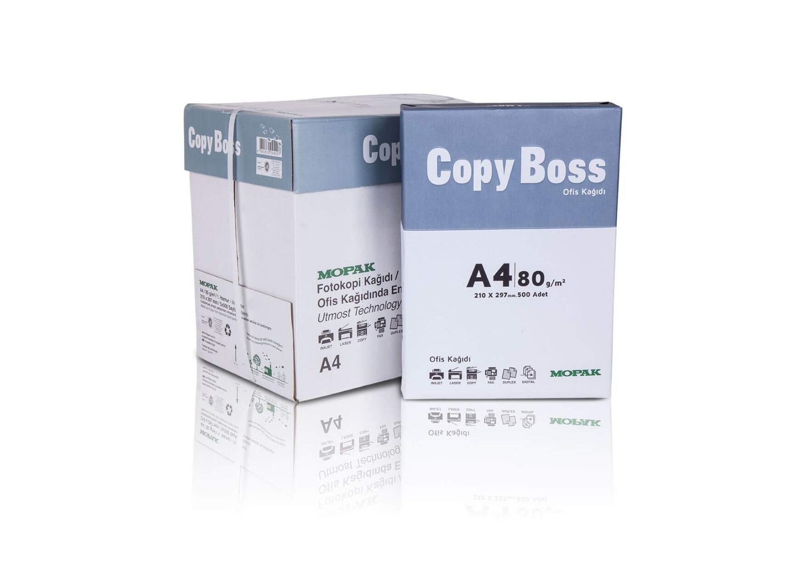 MOPAK COPY BOSS A4 500 LÜ 5 PAKET 80 GR FOTOKOPİ KAĞIDI