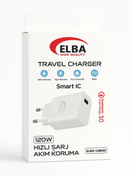 Elba ELB12 Elb- USB120 120W 3.4A Hızlı Şarj Akım Koruma Isıya Dayanıklı Şarj Aleti