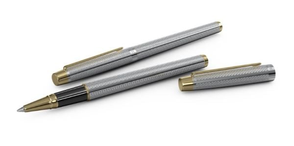 Scrikss 722W Balıksırtı Desenli Gold-Krom Roller Kalem