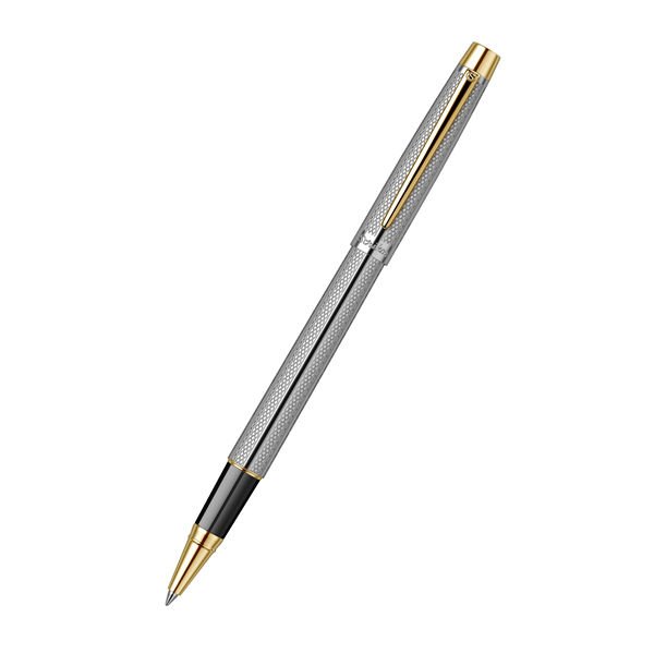 Scrikss 722W Balıksırtı Desenli Gold-Krom Roller Kalem