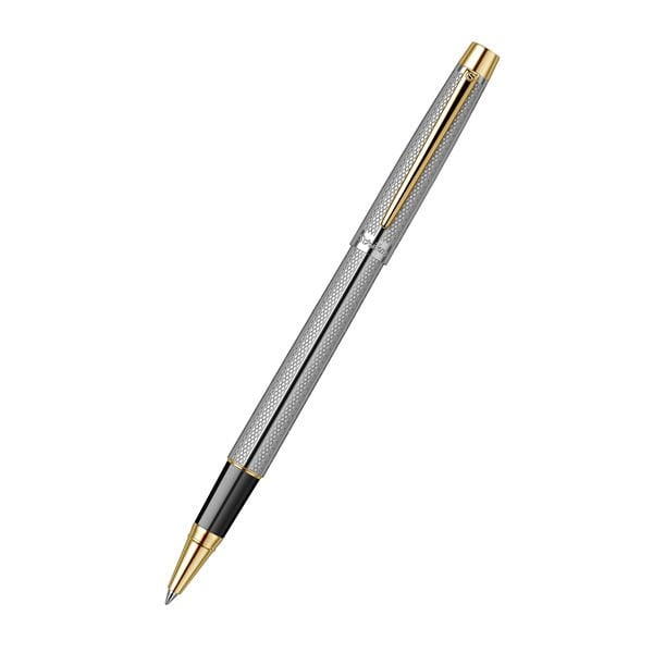 Scrikss 722W Balıksırtı Desenli Gold-Krom Roller Kalem