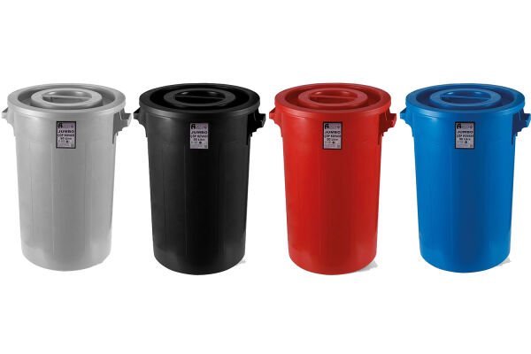Afacan 90 Lt Jumbo Kırmızı Kapaklı Yuvarlak Çöp Kovası