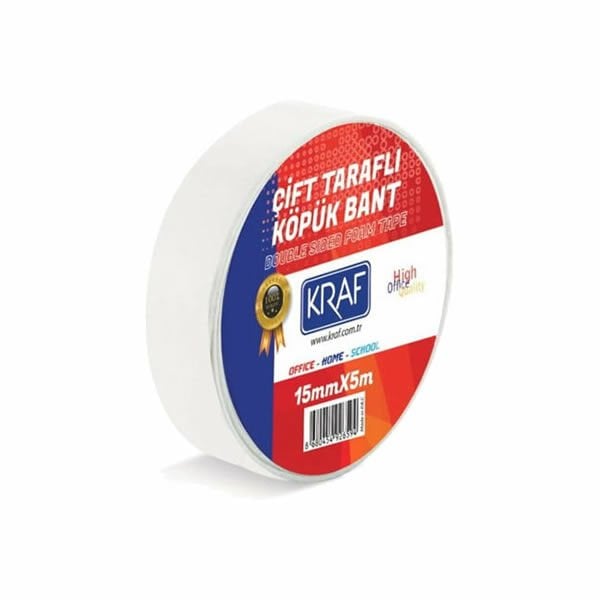 Kraf 15mmX5mt Çift Taraflı Köpük Bant