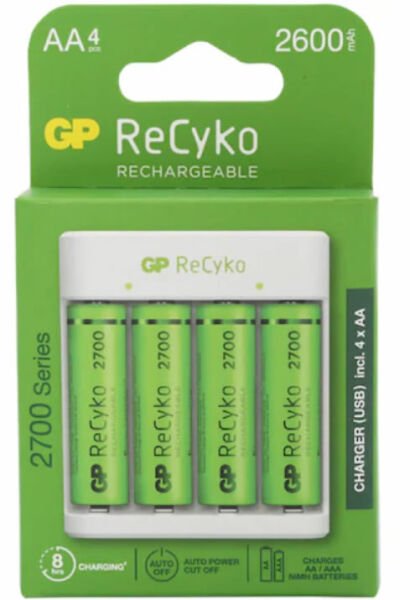 GP E411 USB Şarj Cihazı + 4 lü AA 2600 mAh Pil