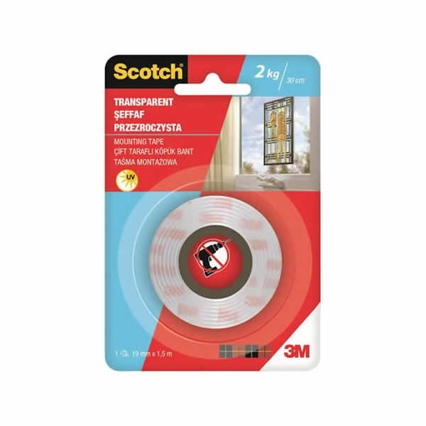 Scotch 4004 19mmX1,5m Şeffaf Montaj Bandı