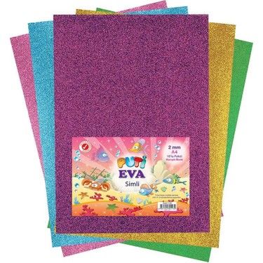 Puti 1185 50x70 cm 10 lu Karışık Renk Simli Yapışkanlı Eva