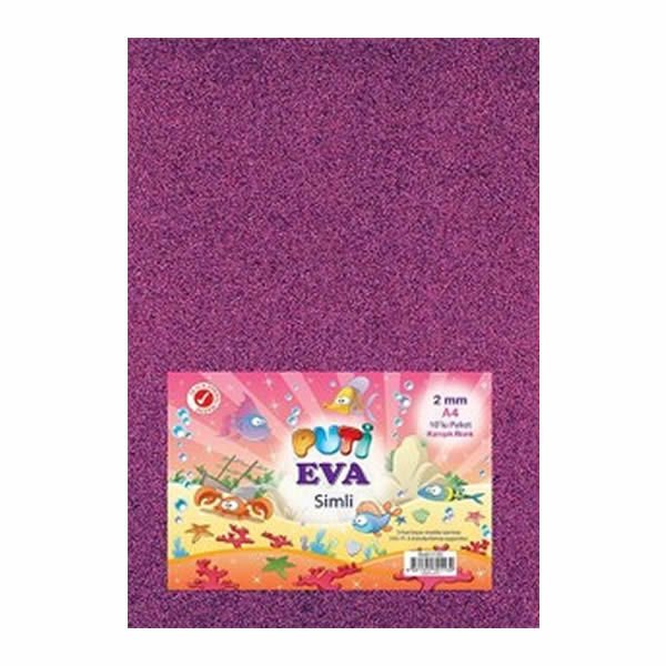 Puti 1185 50x70 cm 10 lu Karışık Renk Simli Yapışkanlı Eva