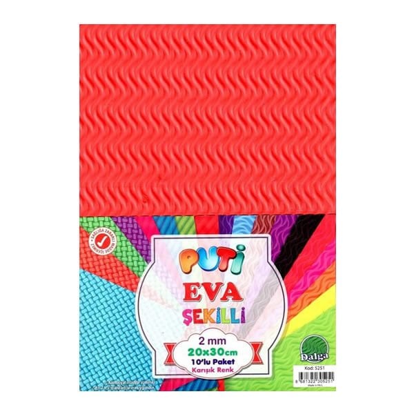 Puti 5251 A4 10 lu Karışık Renk Dalga Eva