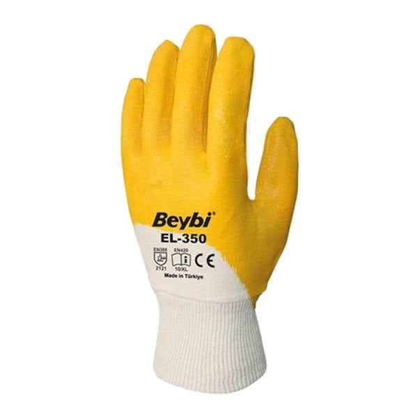 Beybi El-350 10 Numara Tek Çift Nitril Kaplamalı Eldiven