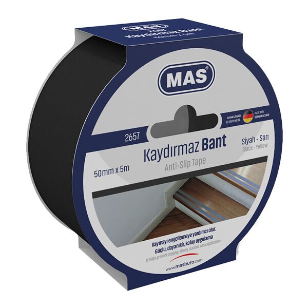 Mas 2657 50mmx5mt Siyah Kaydırmaz Bant