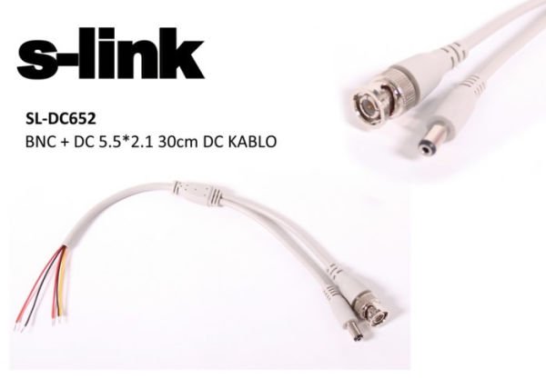 S-Link SL-DC562 BNC+DC 5,5x2,1 0,30 cm DC Dönüştürücü