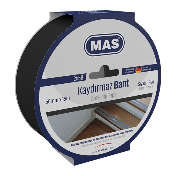 Mas 2658 50mmx15mt Siyah Kaydırmaz Bant