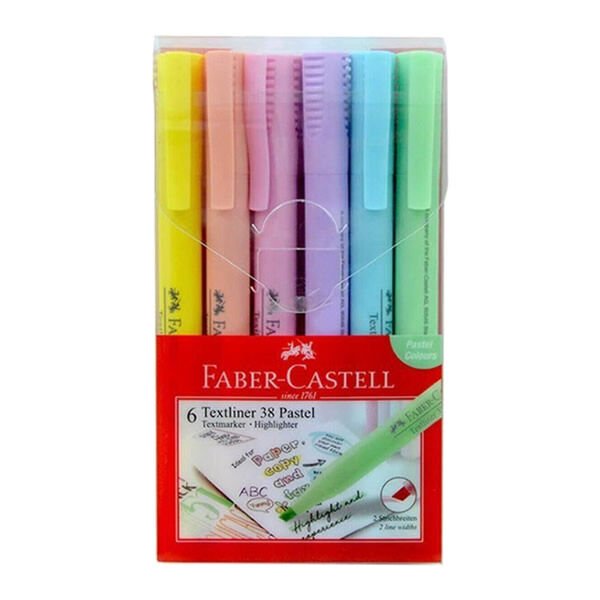 Faber-Castell 6 lı 38 Pastel Poşet Fosforlu Kalem