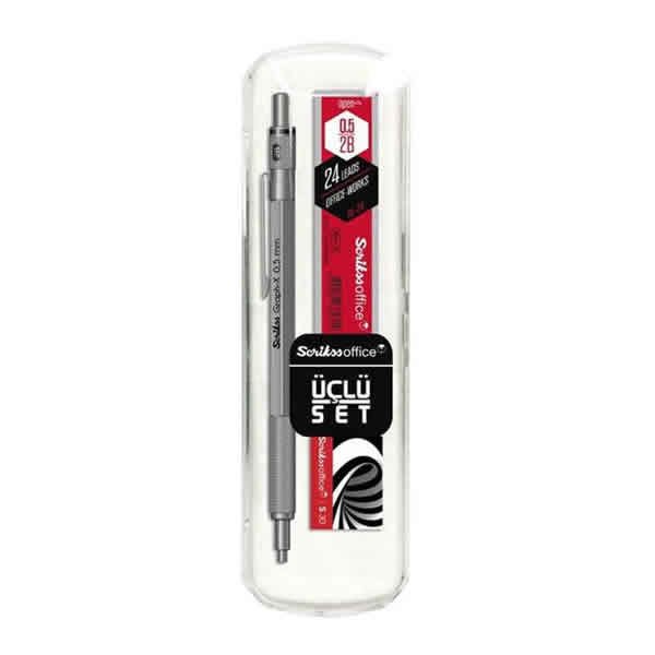 Scrikss Graph-X 0,5 mm Metal 3 lü Kurşun Gri Versatil Kalem Set