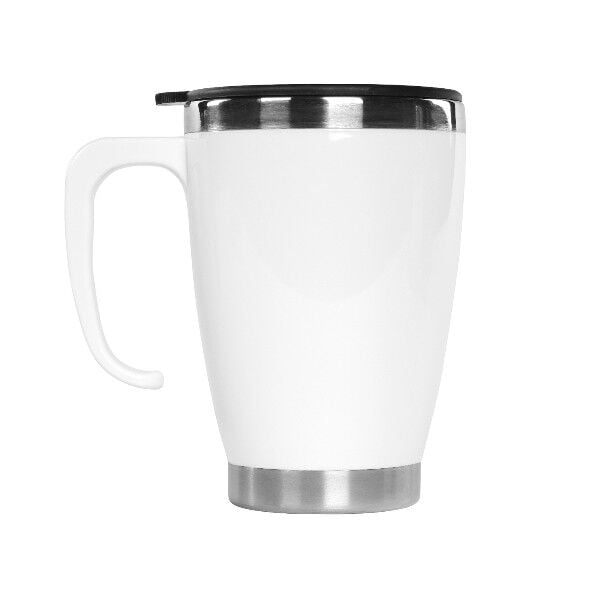 S-LINK SL-1981  Kulplu Paslanmaz Çelik Beyaz Termos Kupa 415 Ml