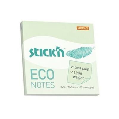 GIPTA STİCKN ECO NOTES 76X76 100 YAPRAK PASTEL YEŞİL YAPIŞKANLI NOT KAĞIDI