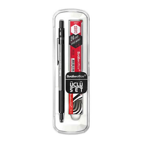 Scrikss Graph-X Metal 0,5 mm 3 lü Antrasit Versatil Kalem Set