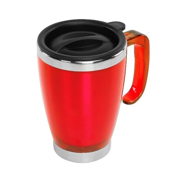 S-LINK SL-1981 Kulplu Paslanmaz Çelik Kırmızı Termos Kupa 415 Ml