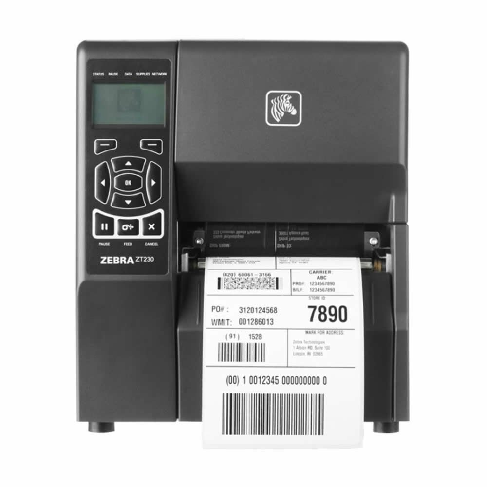 ZEBRA ZT230 TERMAL-TERMAL TRANSFER BASKI 152 MM/SN BASKI HIZI-104 MM USB-SERİ BAĞLANTI BARKOD YAZICI