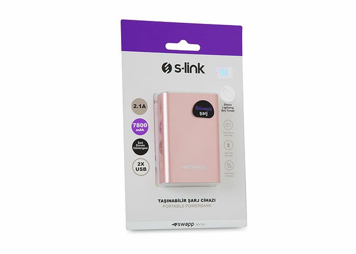 S-LİNK SWAPP IP-G7 7800 MAH PEMBE TAŞINABİLİR POWERBANK