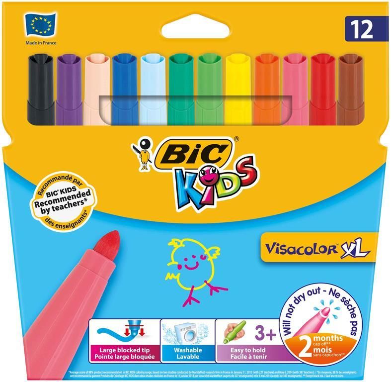 Bic 829007 12 li Visa Yıkanabilir Jumbo Keçeli Kalem